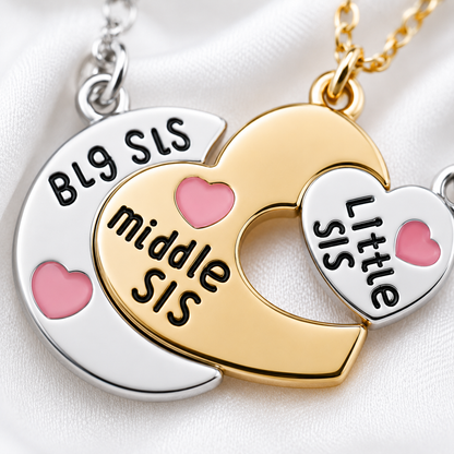 Sisters Heart Puzzle Necklace