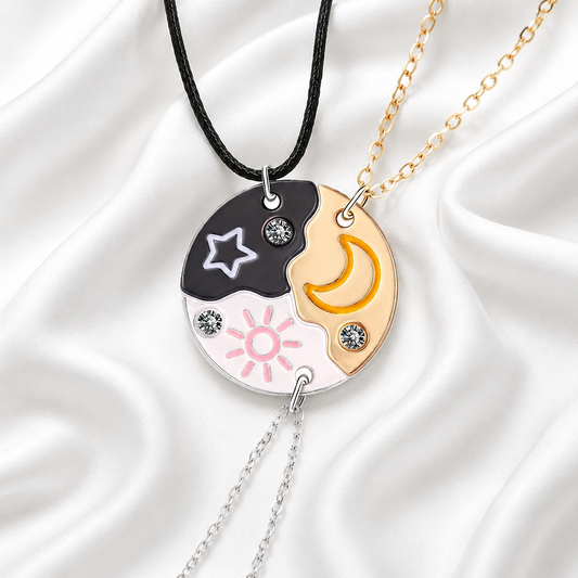 Sun Moon Star Celestial Puzzle Necklace