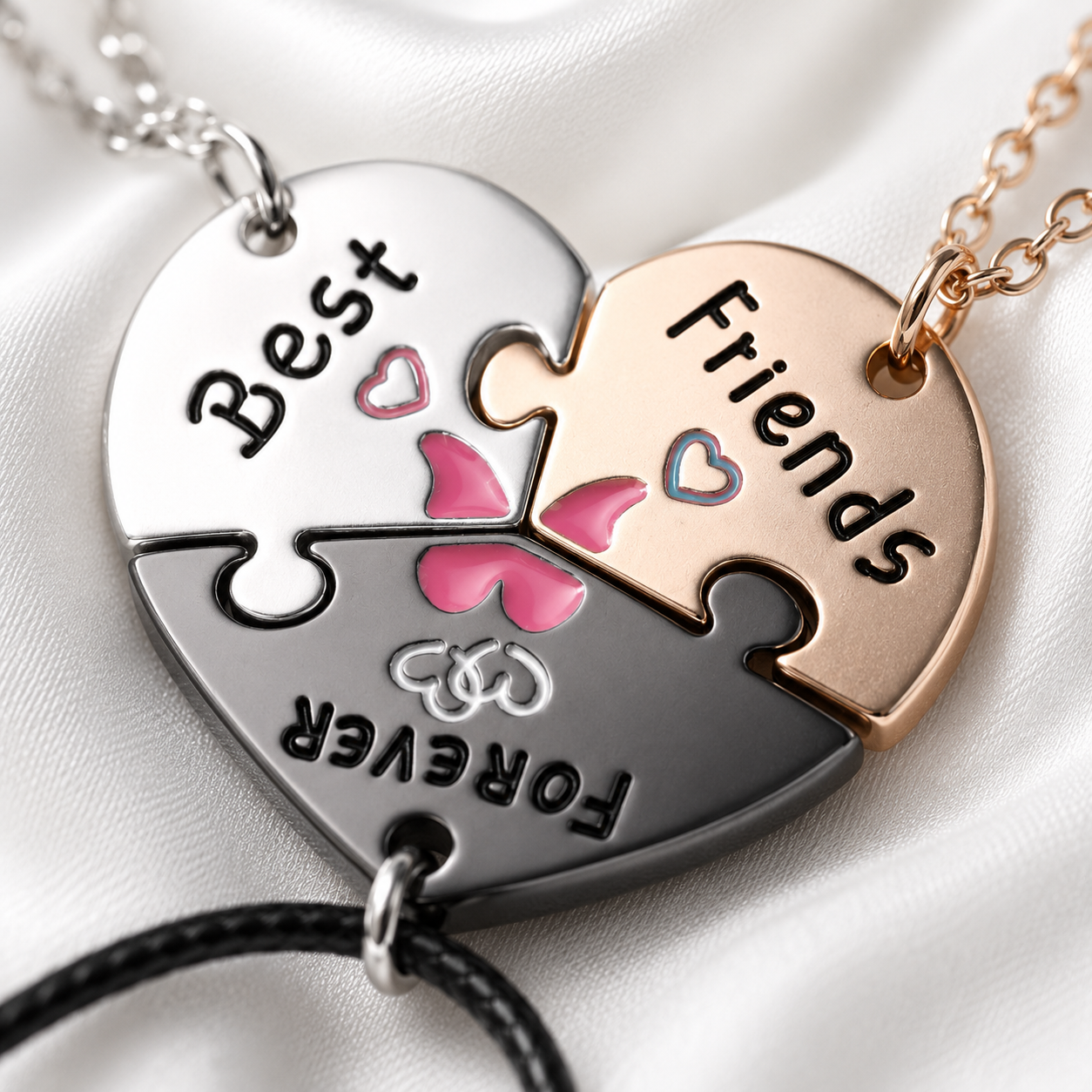 BFF Heart Puzzle Necklace