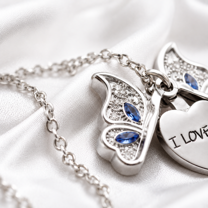 Butterfly Heart Locket Necklace