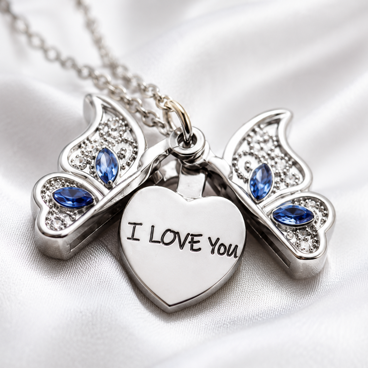 Butterfly Heart Locket Necklace