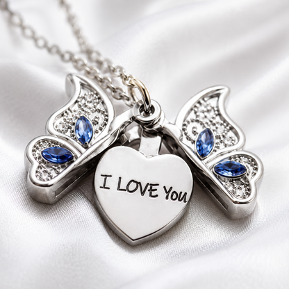 Butterfly Heart Locket Necklace