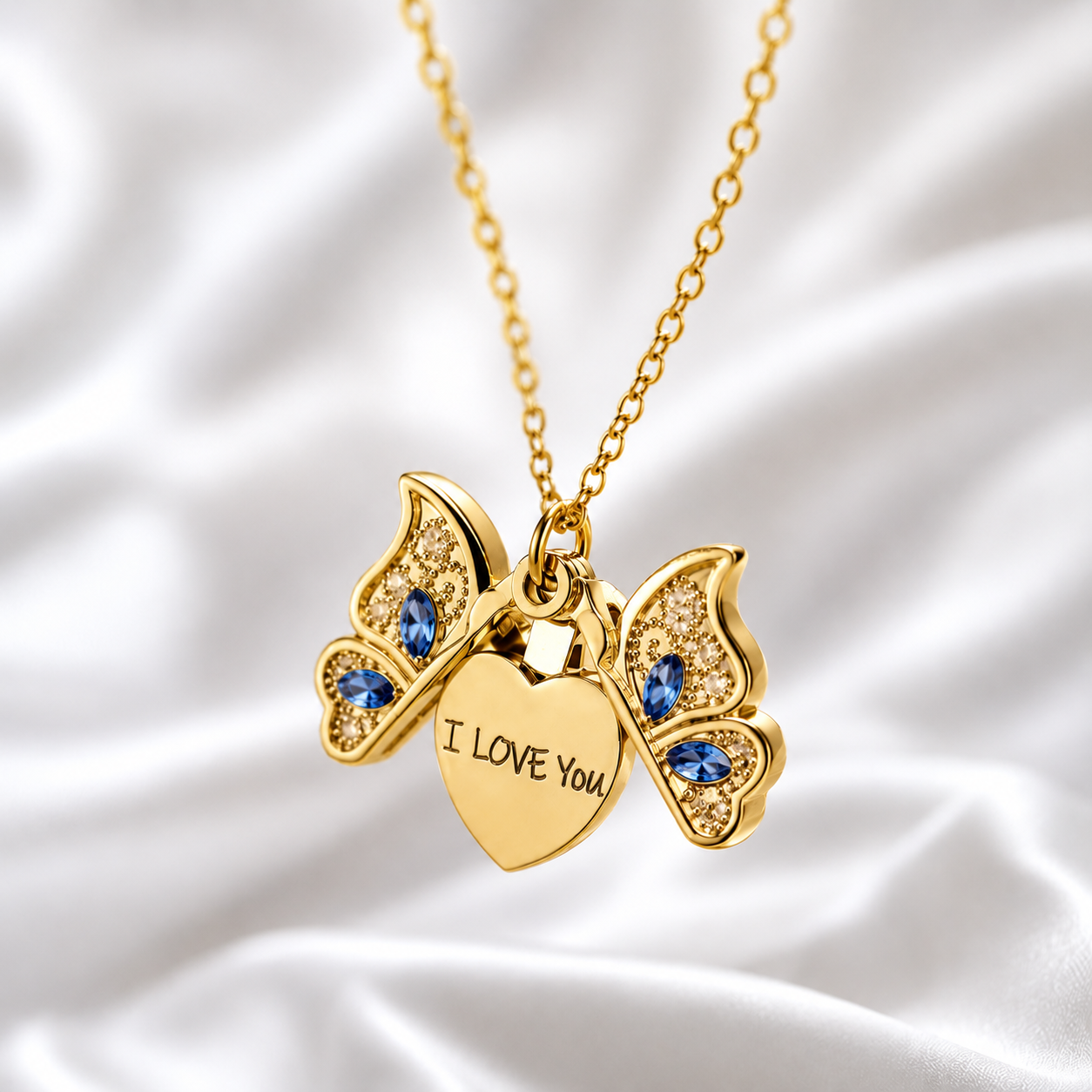 Butterfly Heart Locket Necklace