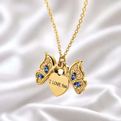 Butterfly Heart Locket Necklace