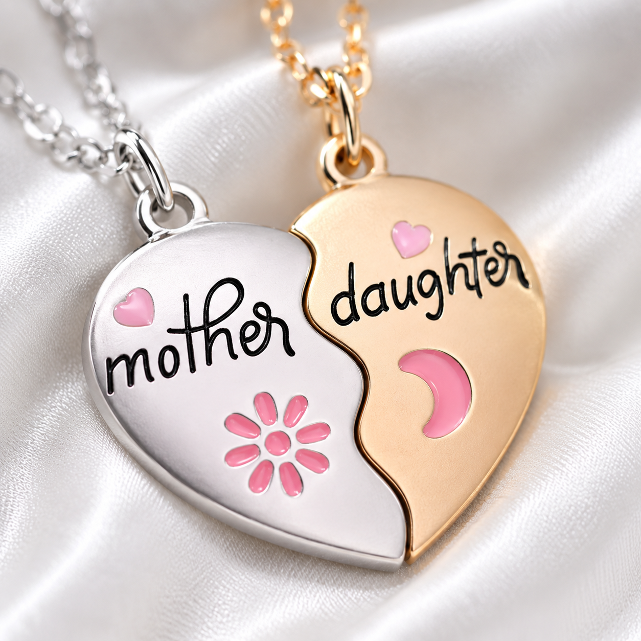 Mother Daughter Heart Necklace