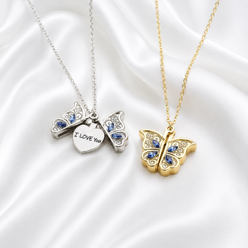 Butterfly Heart Locket Necklace