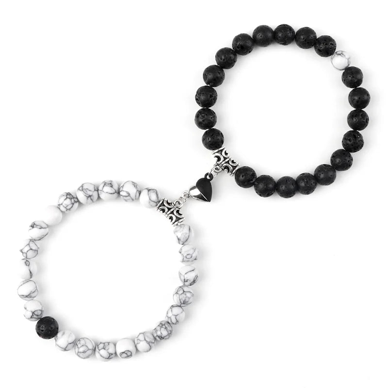 White Howlite + Black Lava