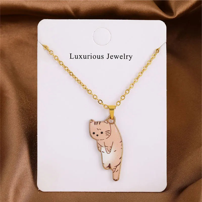 Cute Cartoon Cat Pendant Necklace