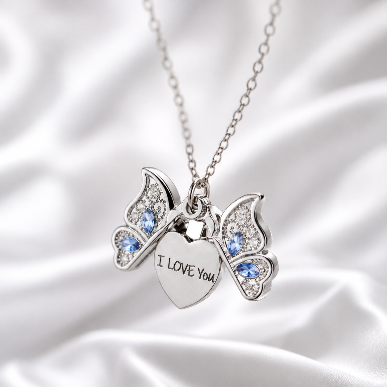 Butterfly Heart Locket Necklace