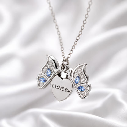 Butterfly Heart Locket Necklace