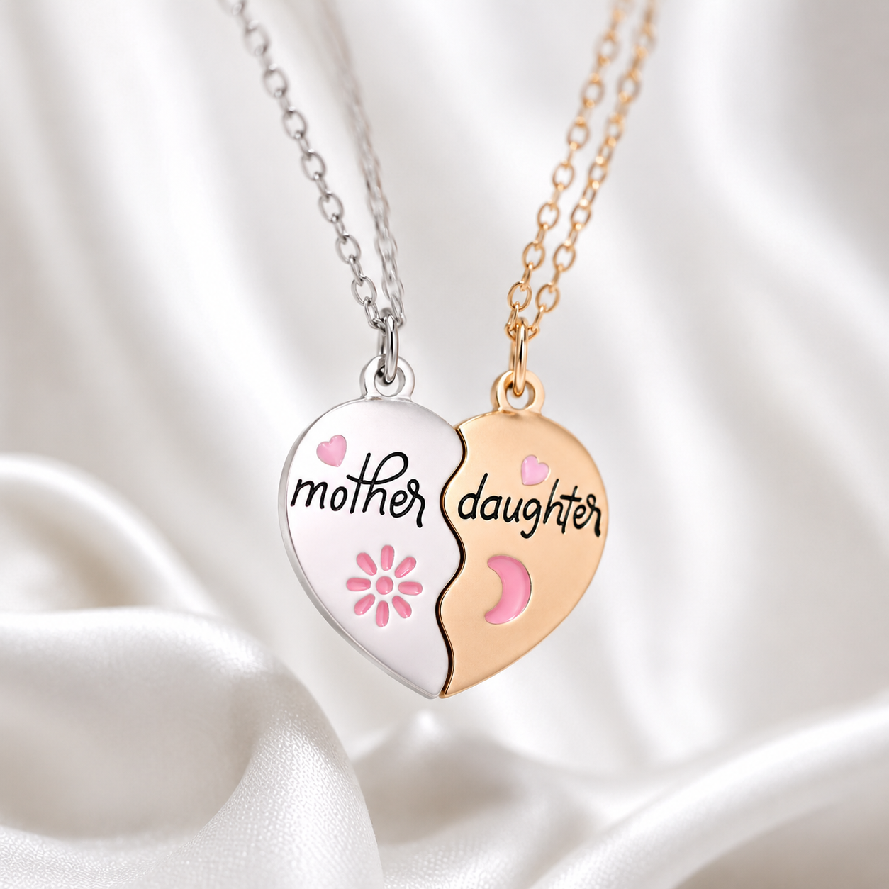 Mother Daughter Heart Necklace
