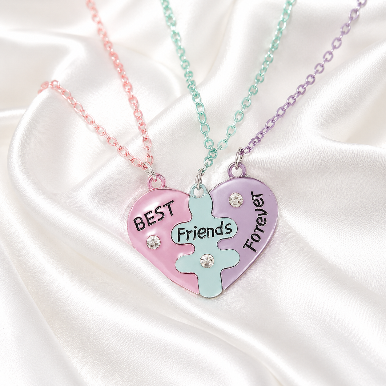 Pastel Puzzle Heart Jewelry