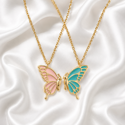 Butterfly Heart Puzzle Necklace
