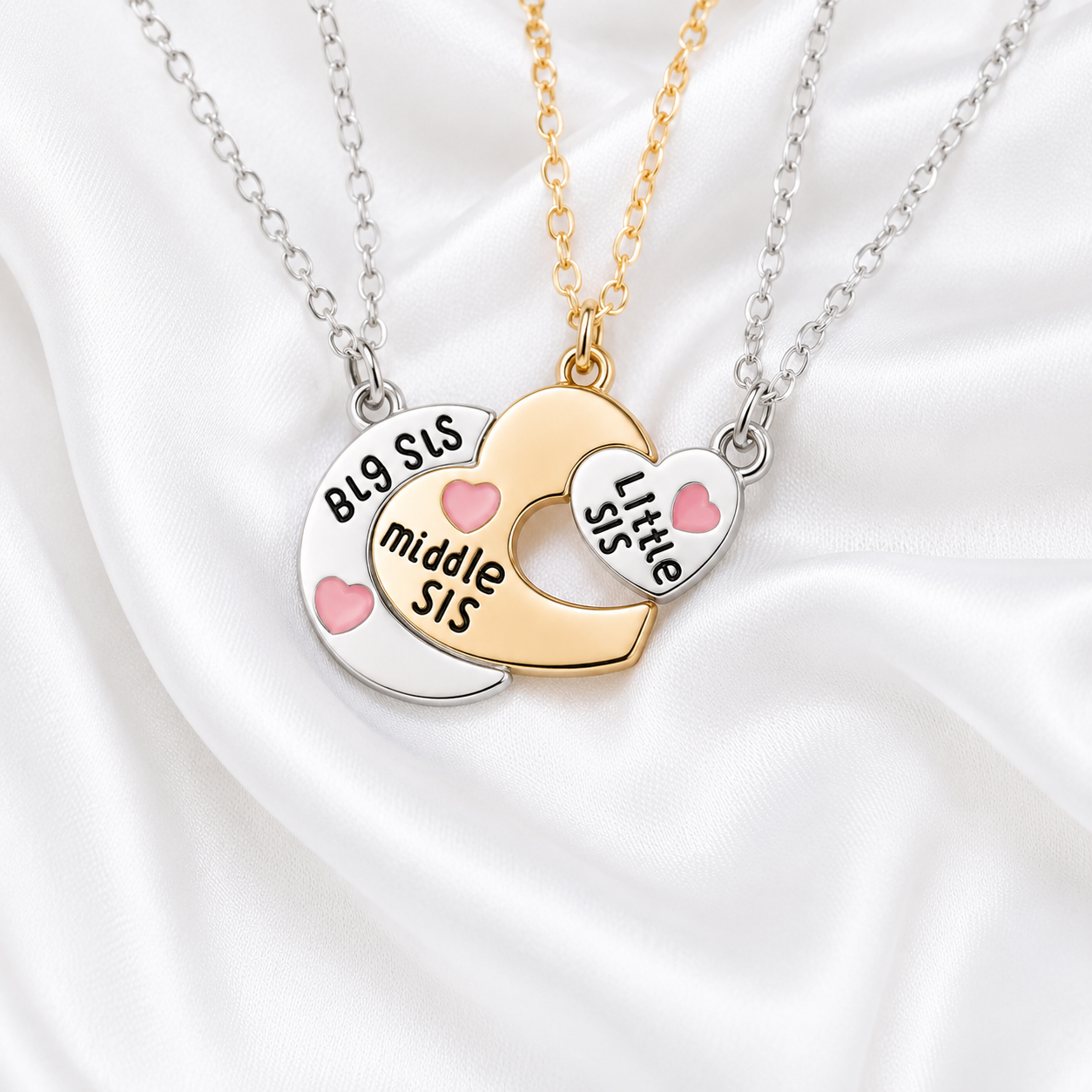 Sisters Heart Puzzle Necklace