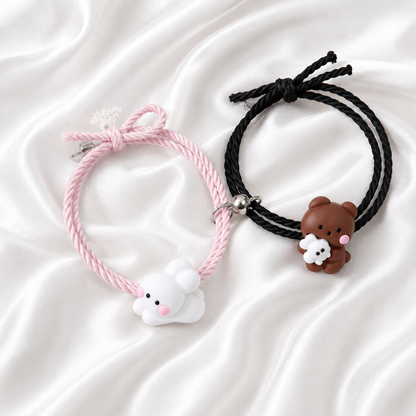 Magnetic Bear & Bunny Couple Bracelets