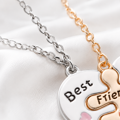 Best Friends Forever Heart Puzzle Necklace