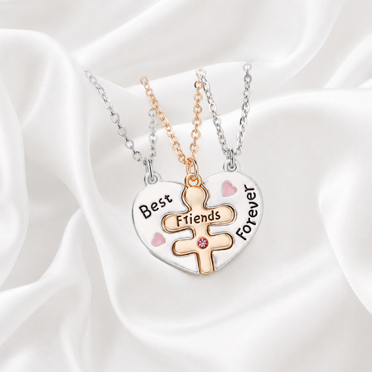 Best Friends Forever Heart Puzzle Necklace